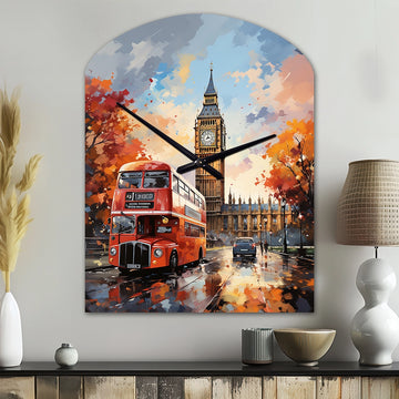 Peach Red City London Popart - Asymmetric Metal Wall Clock